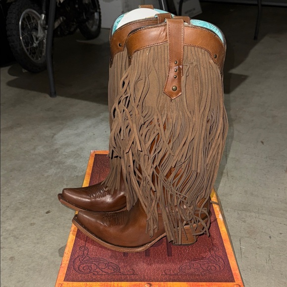 Corral Tan Fringe Western Boots - Picture 1 of 5